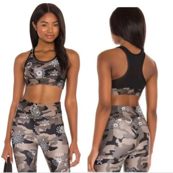 NWT Koral Bermuda Energy Sports Bra Green Camo Mesh Racerback Size XS‎ - Picture 1 of 14